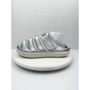Nike Burrow SE Womens Size 9 Metallic Silver Slip On Slides Slipper Shoes NEW